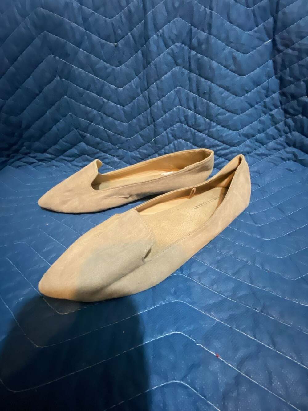 Charles Albert Tan Suede Pointed Toe Slip-On Flats